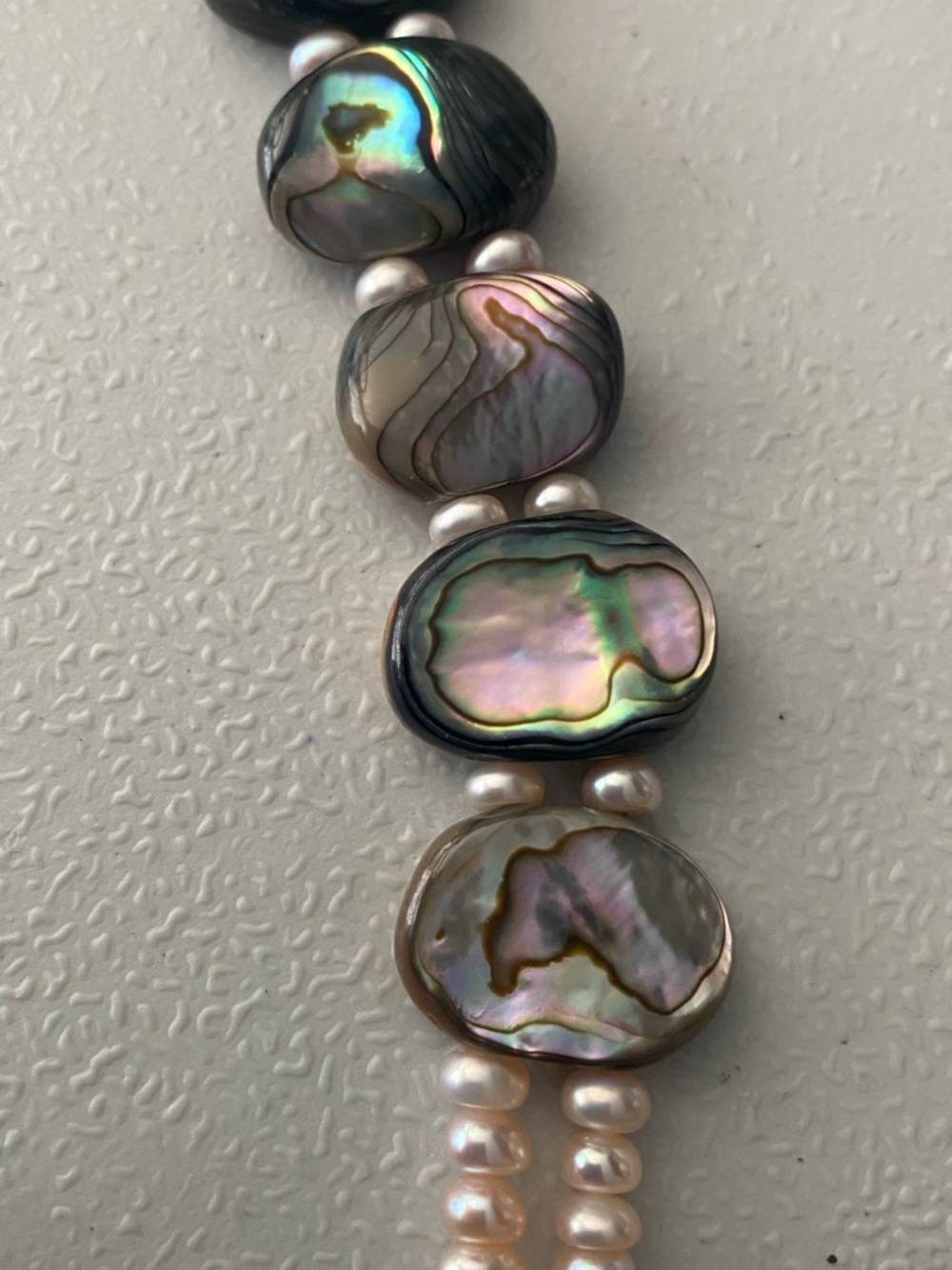 Abalone Shell & Pearl Bracelet Sterling Silver Toggle Baroque Artisan Jewelry - Picture 4 of 8